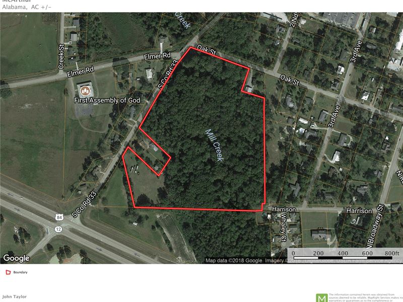 18 Acres in City Limits Ashford, Jt : Ashford : Houston County : Alabama
