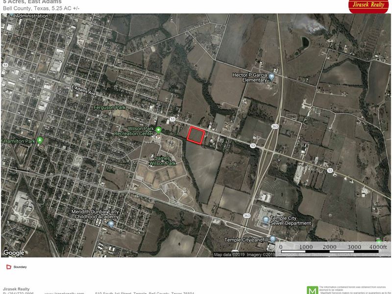 5+ Acre Commercial Site, East Adams : Temple : Bell County : Texas