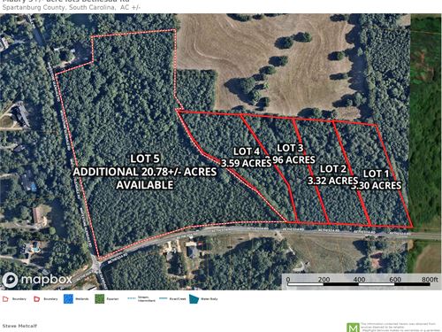 Multiple 3 Acre Building Lots Avail : Spartanburg : South Carolina