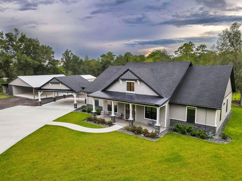 Newly Built Home on 4.88 Acres : Keystone Heights : Clay County : Florida