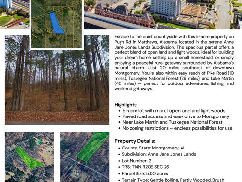 Creekside Camp 5 Acre Getaway : Matthews : Montgomery County : Alabama