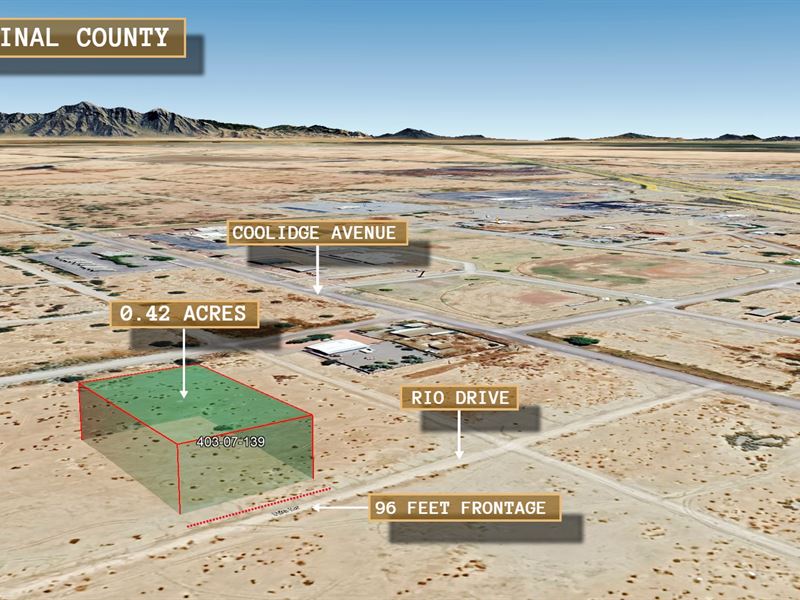 .42 Acre Near Development, $500/M : Eloy : Pinal County : Arizona