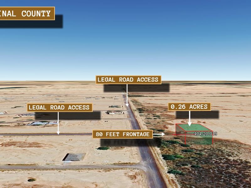 .26 Acre in Eloy, $250/Mo : Eloy : Pinal County : Arizona