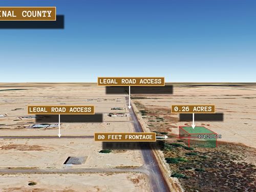 .26 Acre in Eloy, $250/Mo : Eloy : Pinal County : Arizona